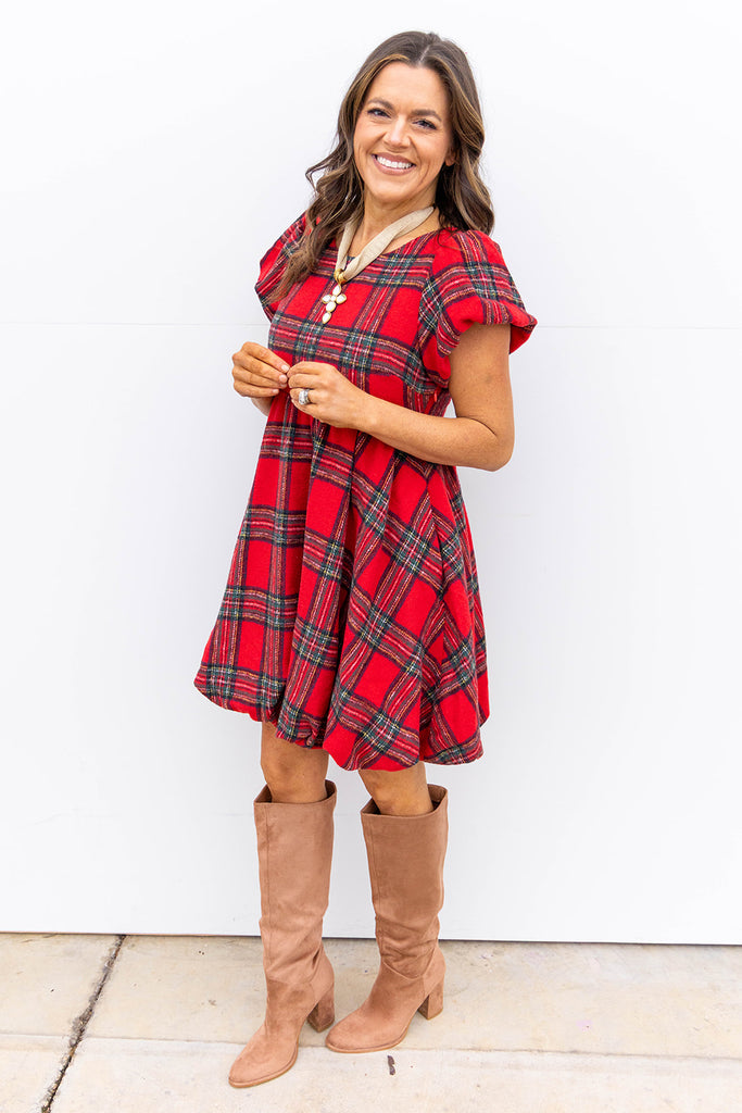 Plaid Perfection Dress - Red Multi
