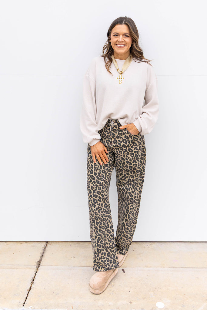 Comfy Cat Barrel Pants - Coffee