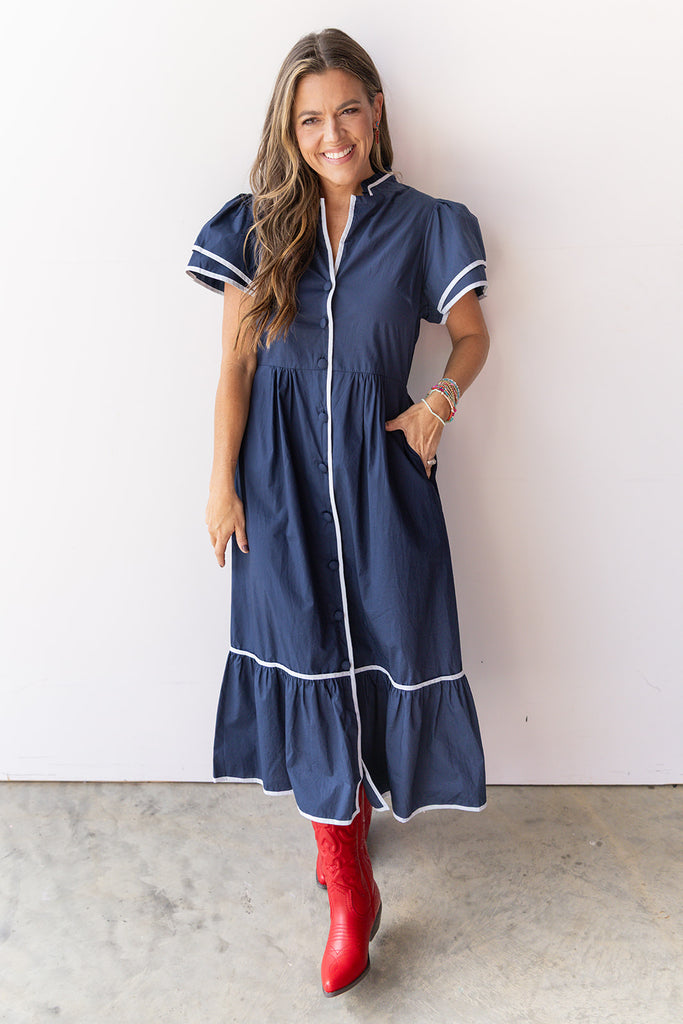 Fourth Quarter Victory Dress - Navy