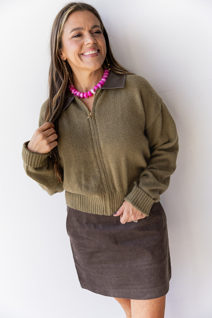 I Knew It, I Knew You Sweater Jacket - Olive
