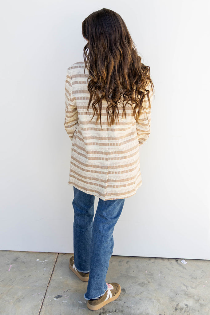 Uptown Stripe Jacket - Cream/Taupe