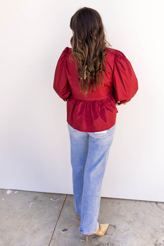 Crimson Spell Tie Blouse