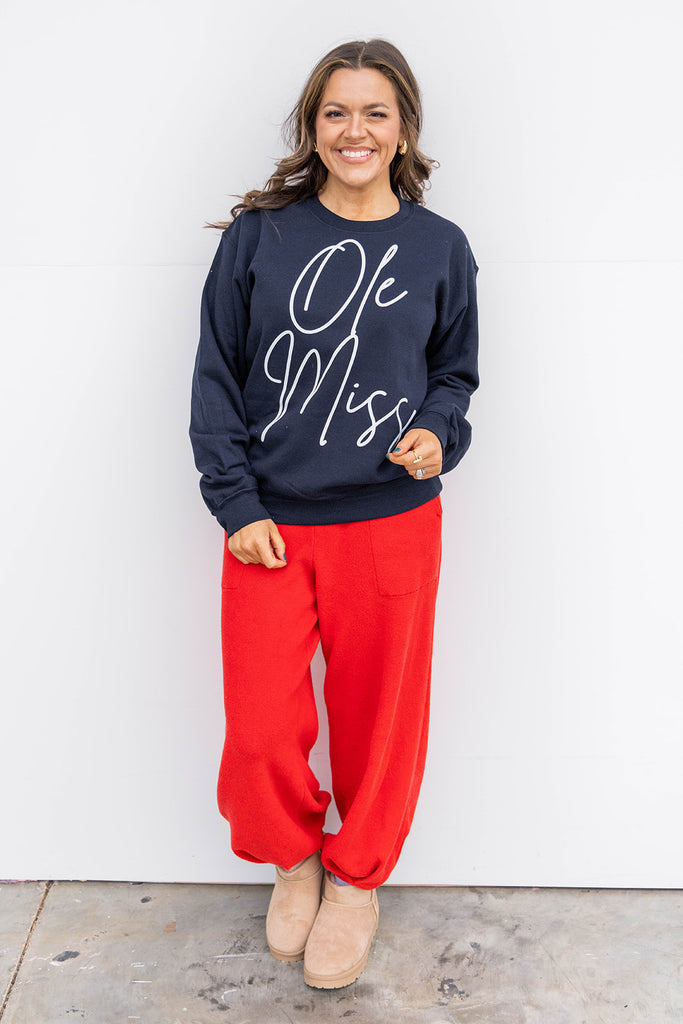 Relax Rib Pants - Red