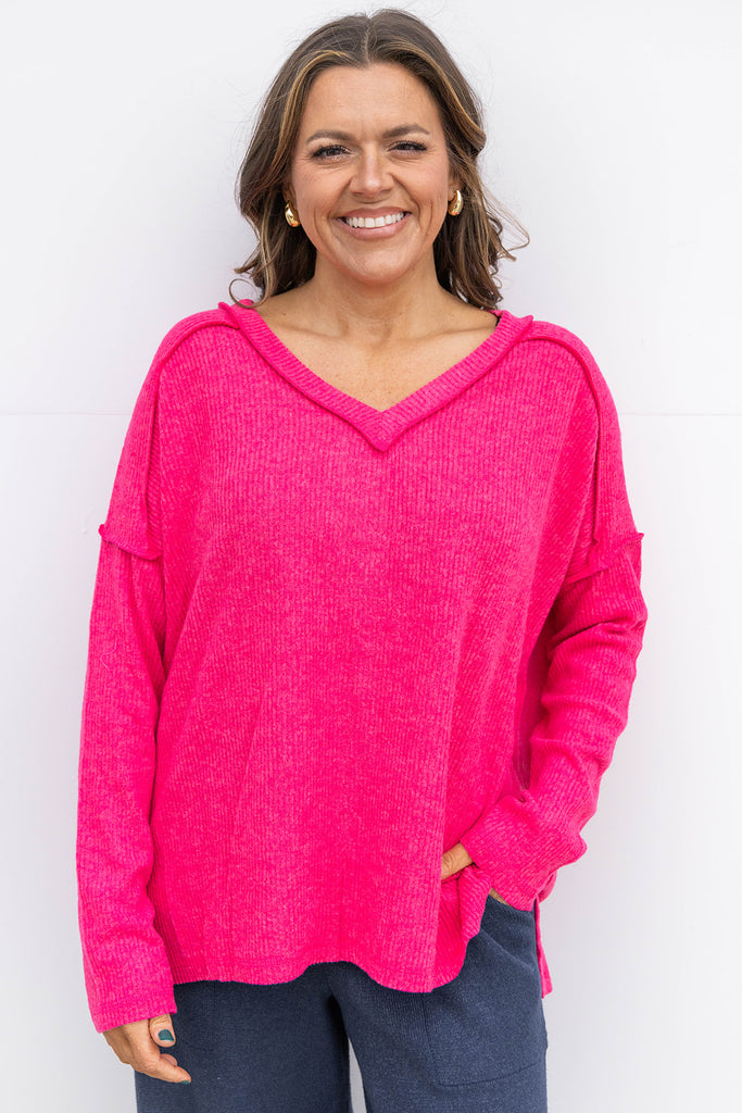 Gentle Grace Sweater -Hot Pink