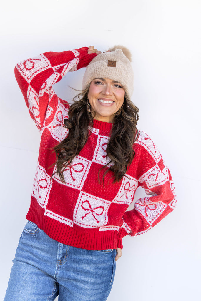 Coquette Check Sweater - Red