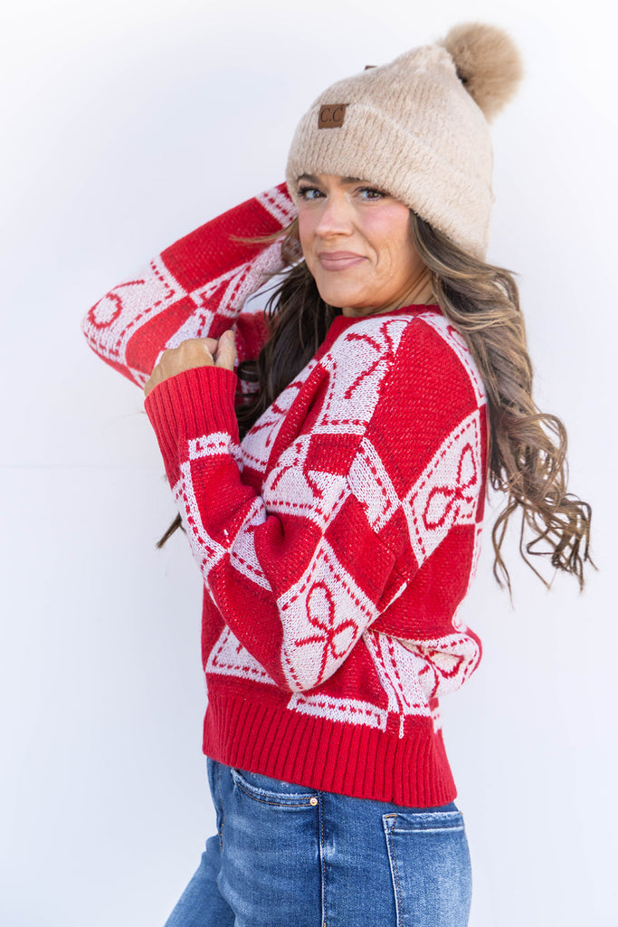 Coquette Check Sweater - Red