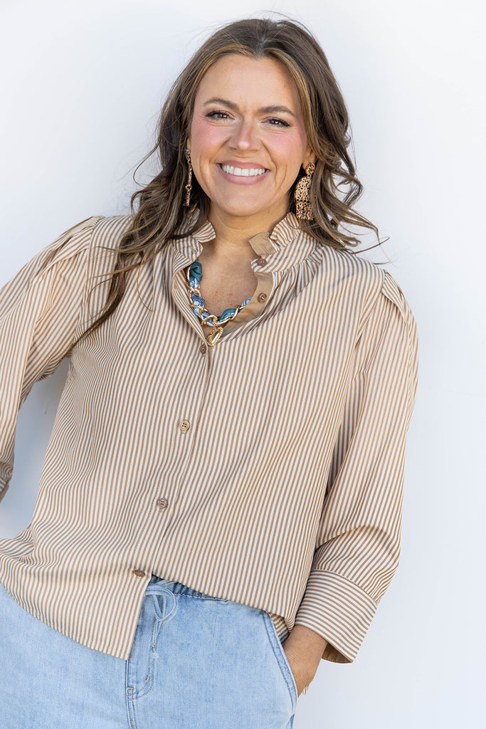 Everyday Stripe Top - Taupe