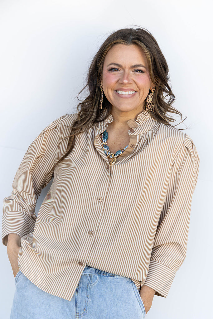 Everyday Stripe Top - Taupe