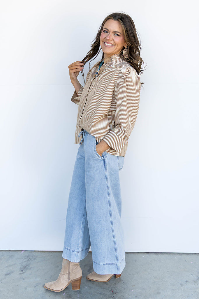 Everyday Stripe Top - Taupe