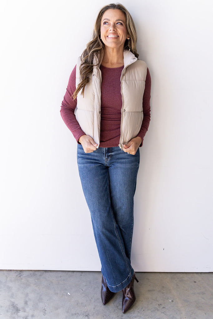 You Say I Am Yours Vest - Taupe