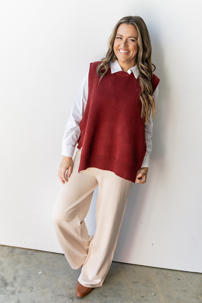 Streetwear Chic Vest - Burgundy