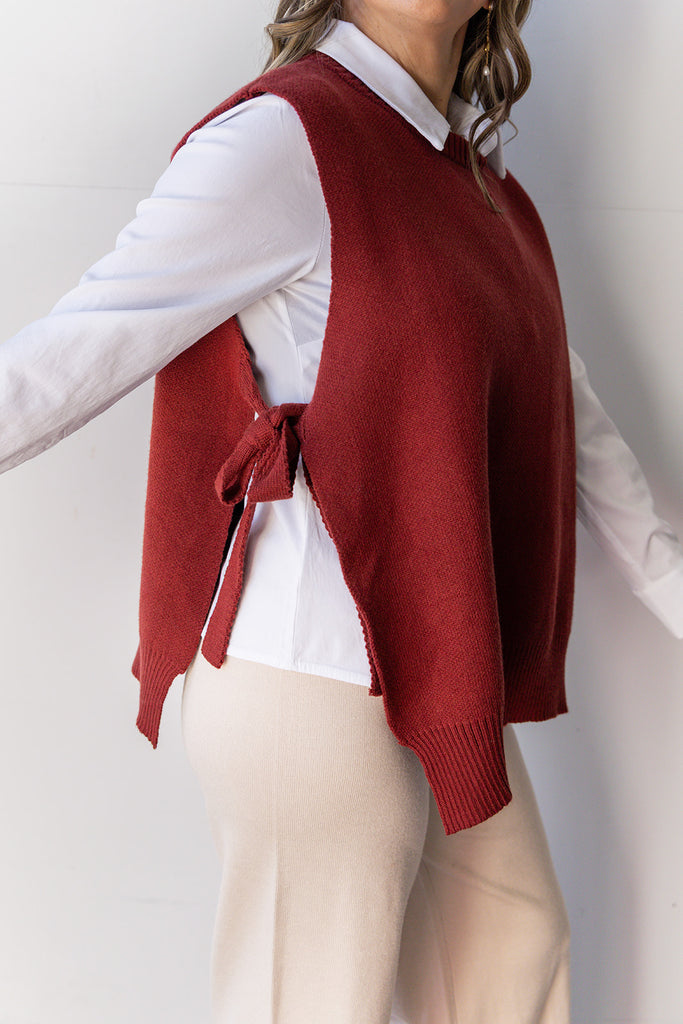 Streetwear Chic Vest - Burgundy