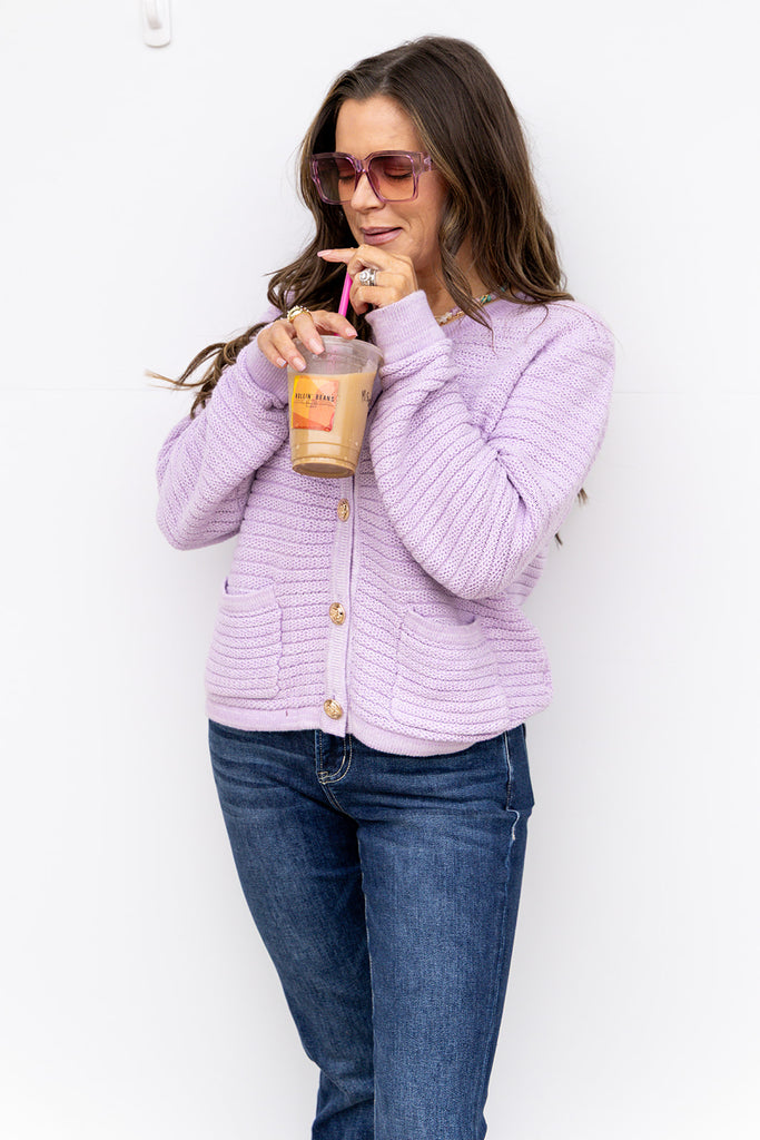 Own The Meeting Cardigan - Lilac