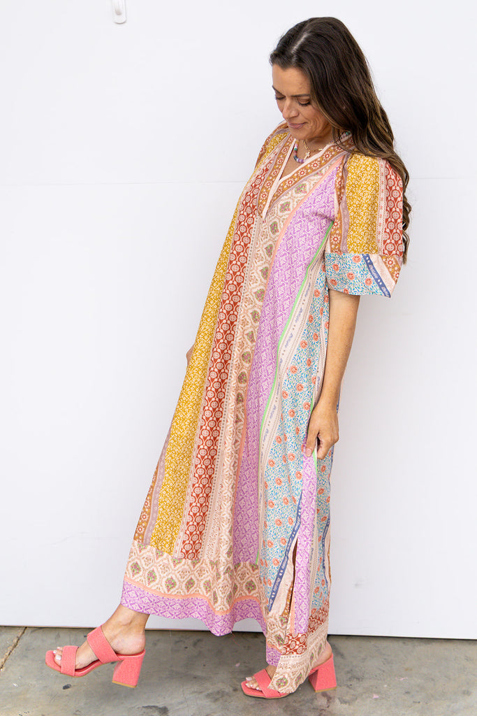 Storybook Kaftan Dress - Beige Multi