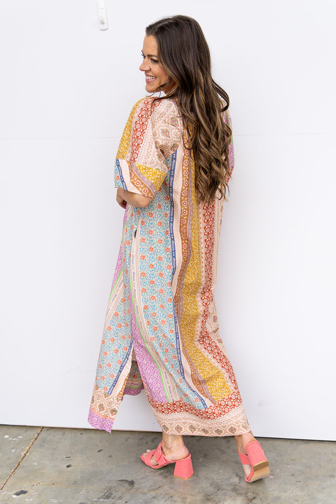 Storybook Kaftan Dress - Beige Multi