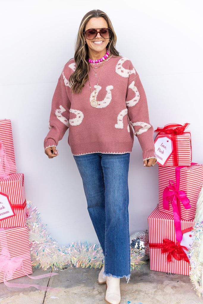 Welcome To The Ranch Sweater - Dusty Rose