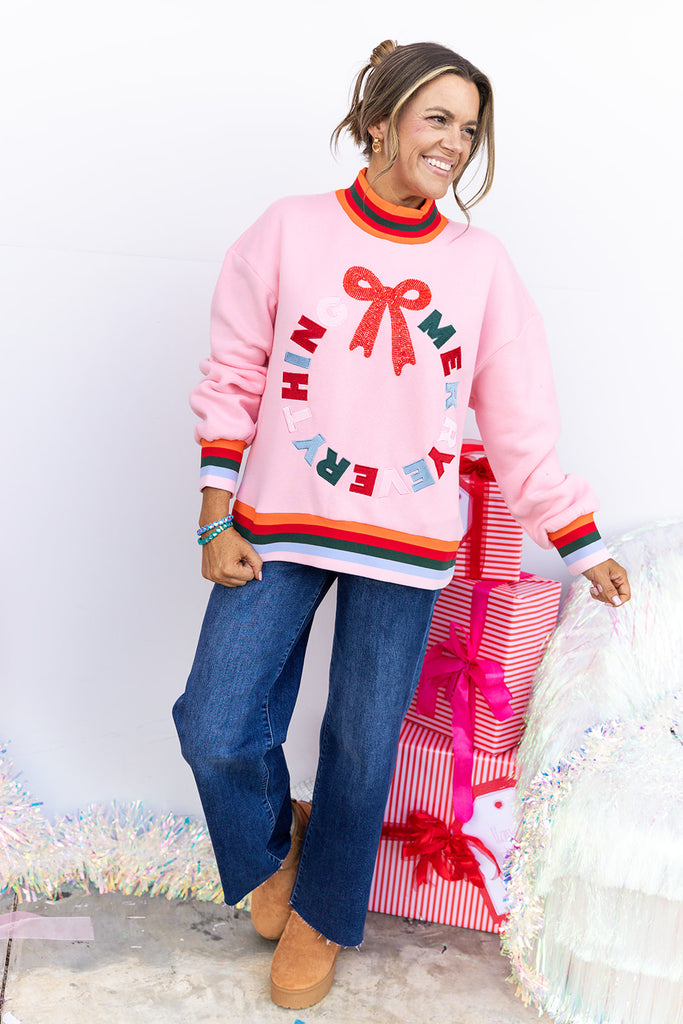 Merry Everything Crewneck - Pink