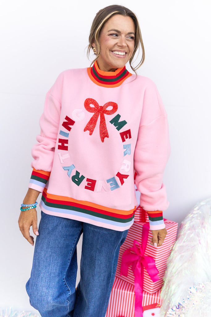 Merry Everything Crewneck - Pink