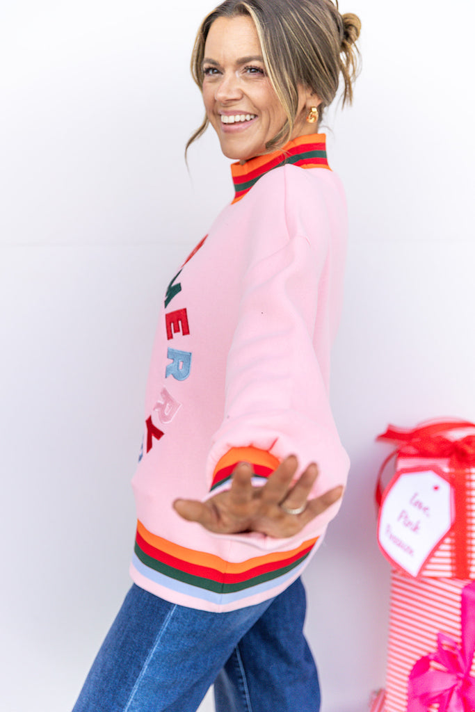 Merry Everything Crewneck - Pink
