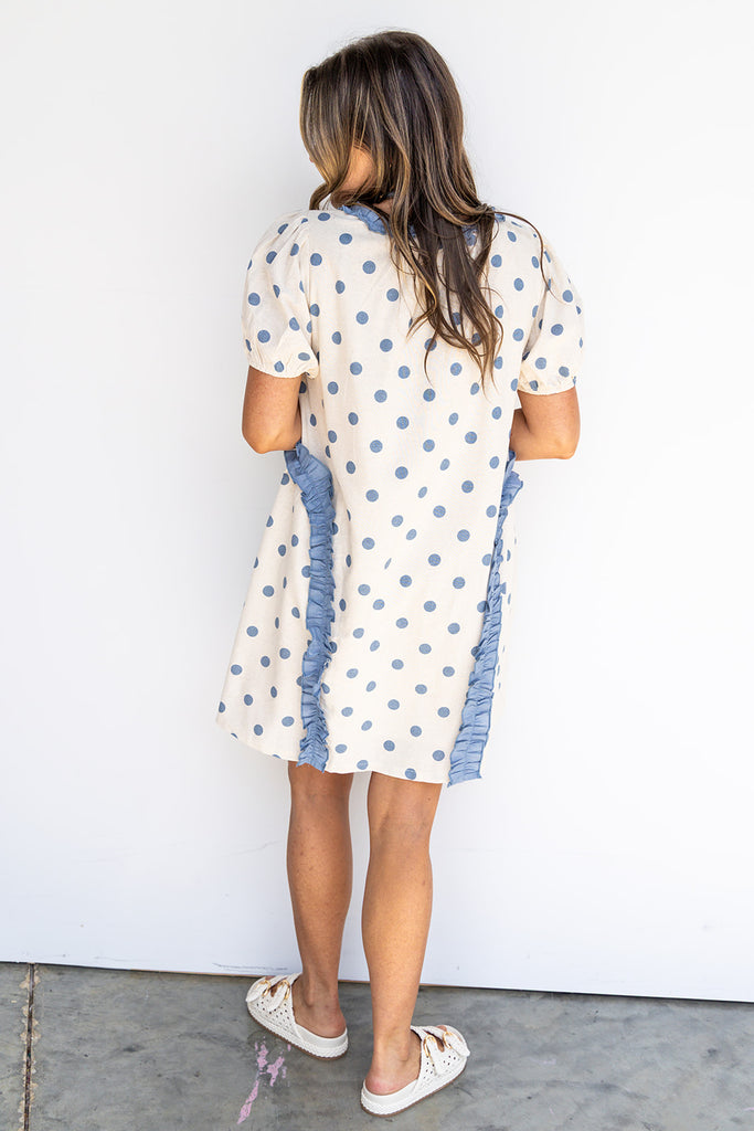 Polka Dot Daydream Dress - Dusty Blue