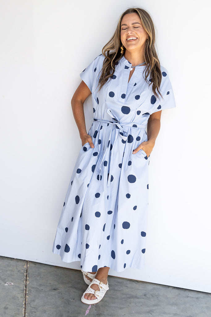 Sunday In Santorini Midi Dress - Blue