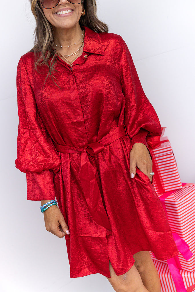 Merry Mistletoe Dress- Red