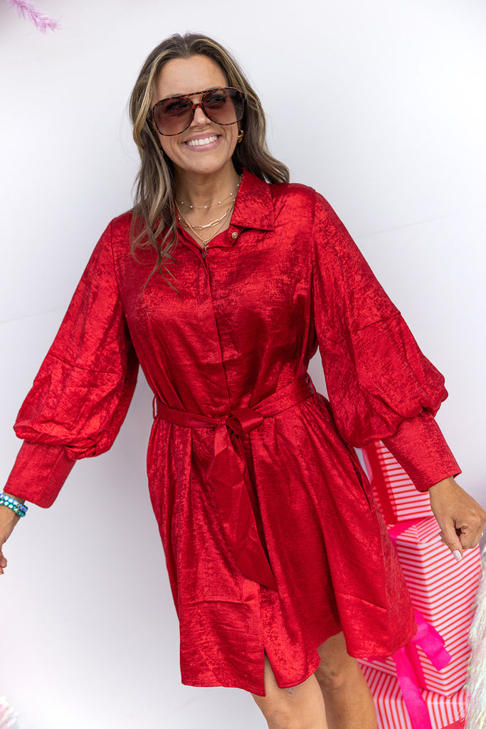 Merry Mistletoe Dress- Red