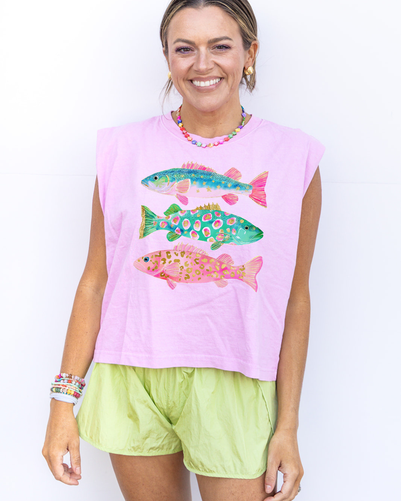 Rainbow fish Comfort Colors Boxy Crop Tshirt