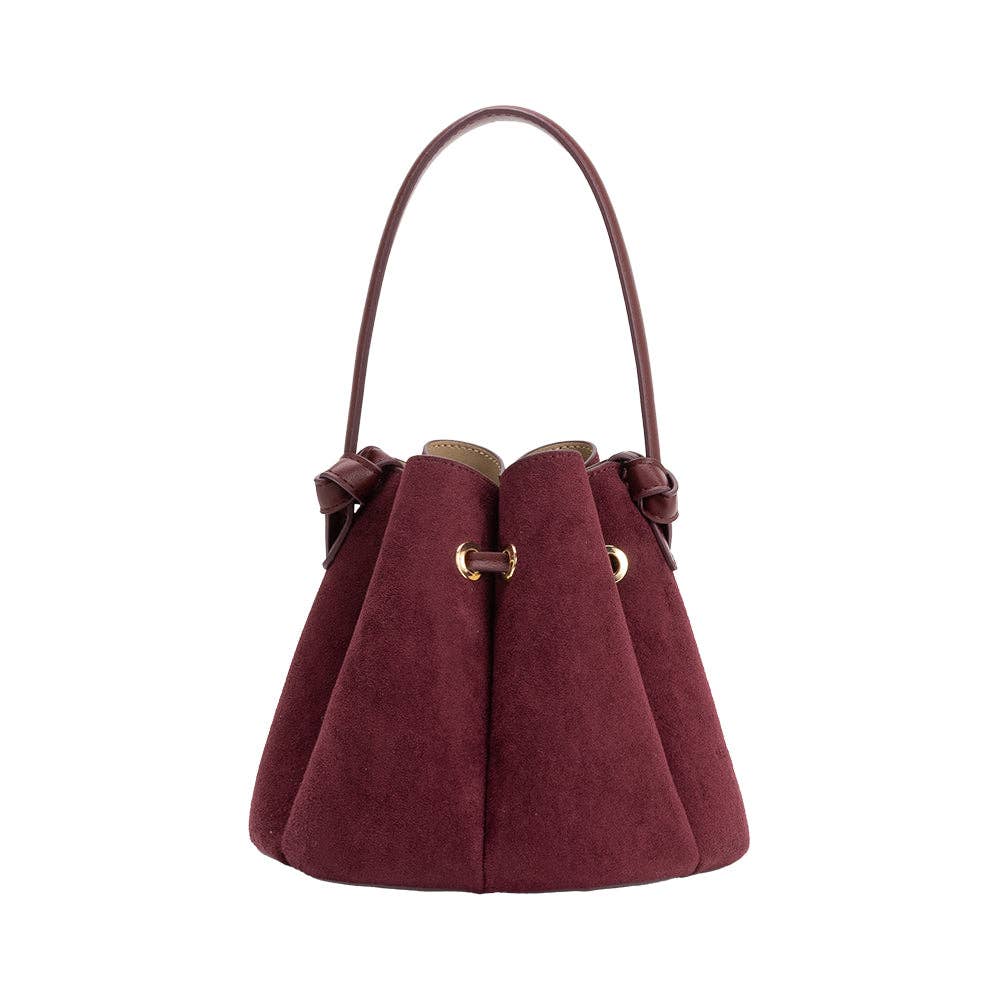 Laguna Mini Recycled Vegan Suede Top Handle Bag- Burgundy