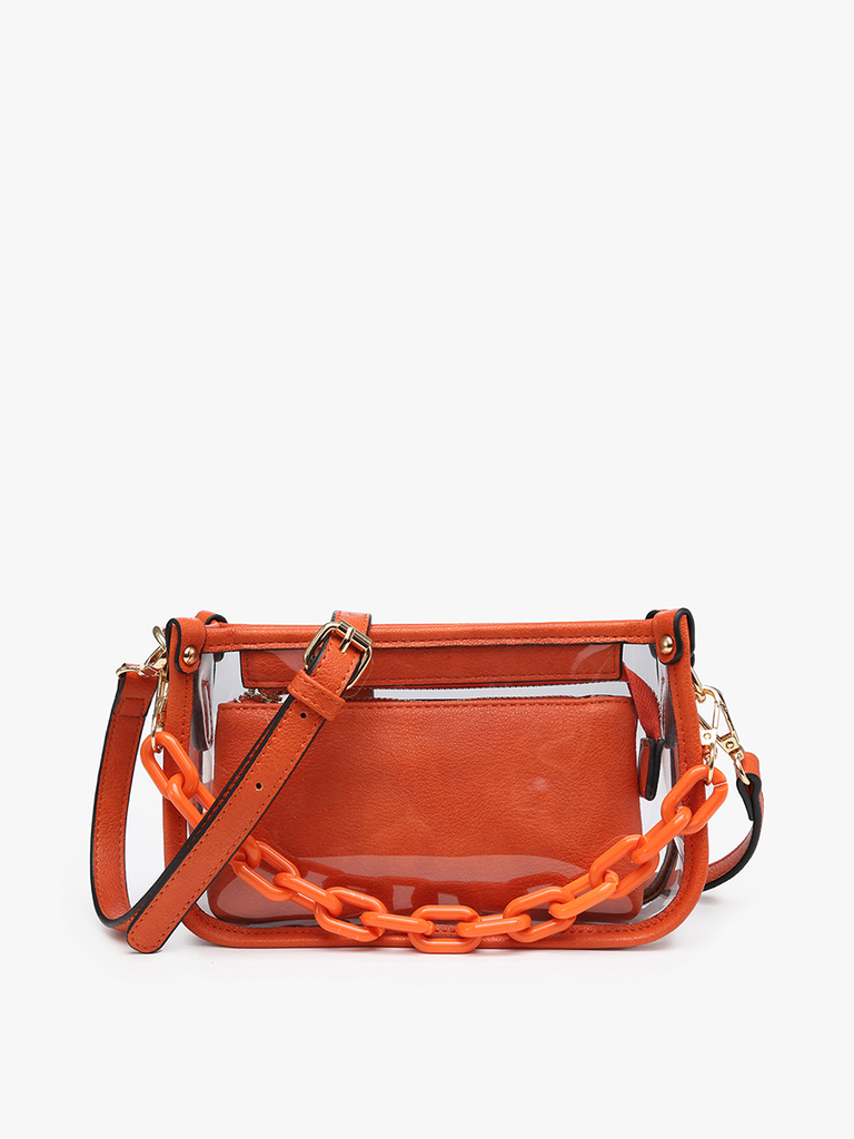 Jessica Clear Crossbody w/ Chain: Powder Blue