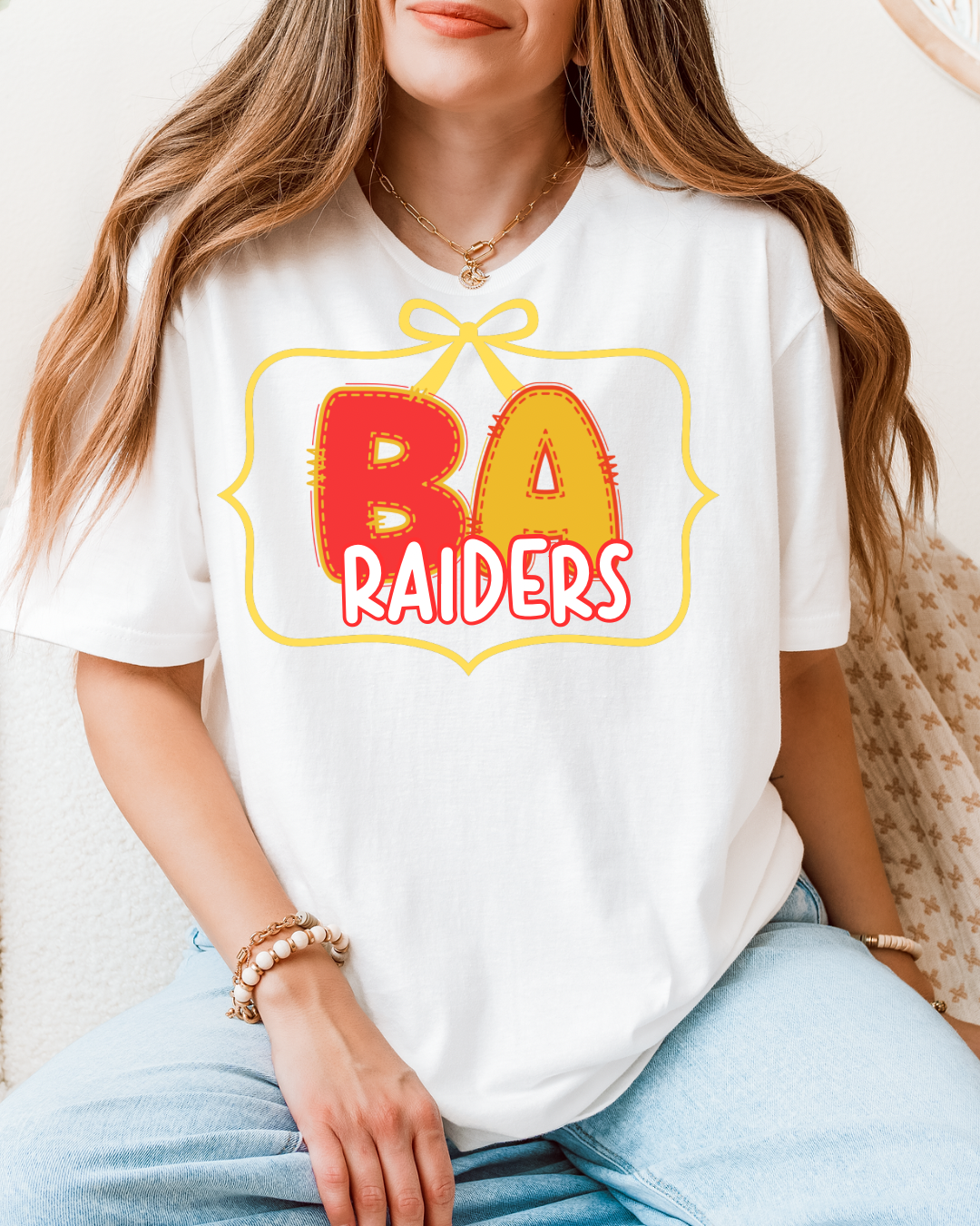 Bubble Letters w/bow School Spirit
