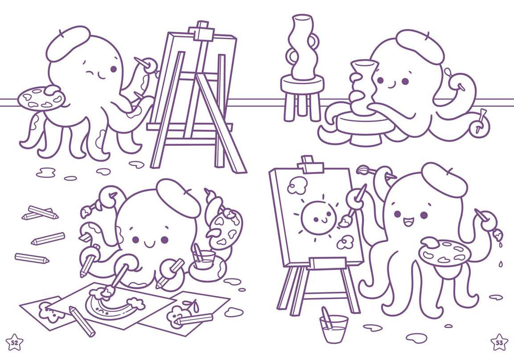 Kawaii Cuties: Coloring Book with Rainbow Pencil by Delaney Foerster: Paperback