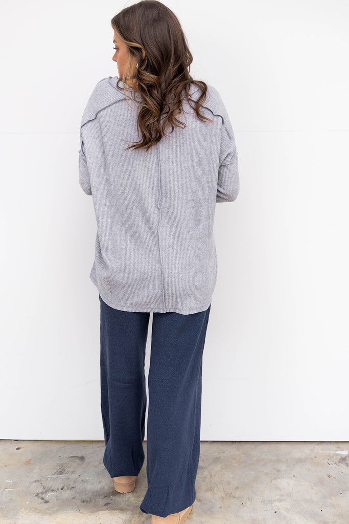 Relax Rib Pants - Navy