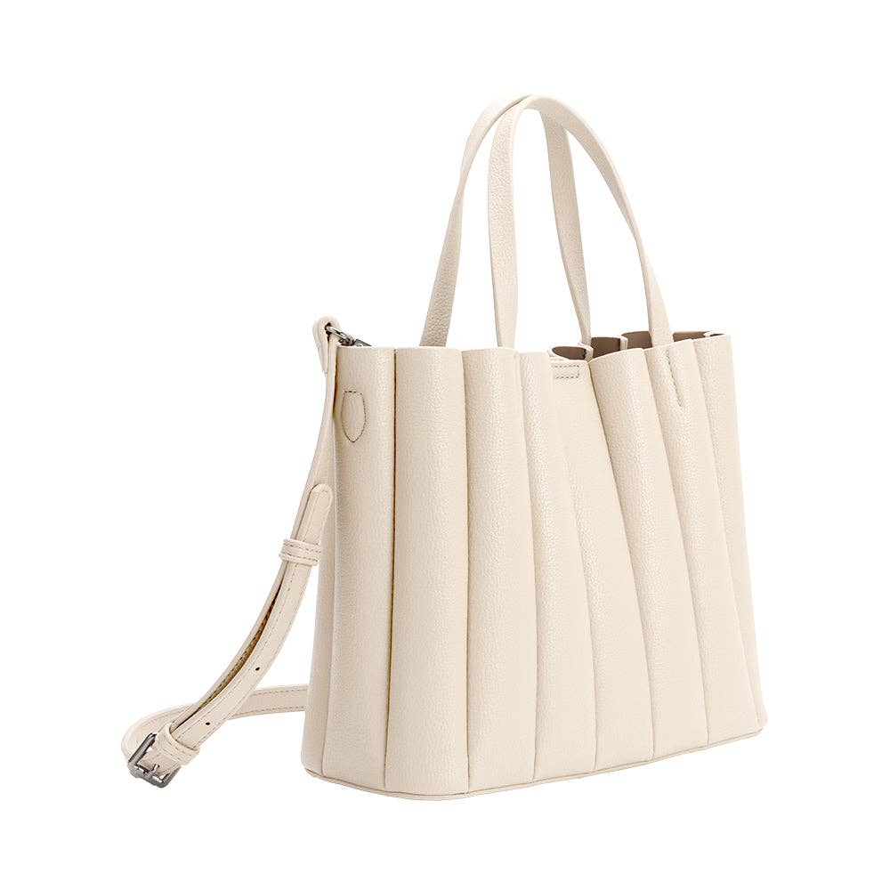 Adela Recycled Vegan Leather Tote Bag- Ivory
