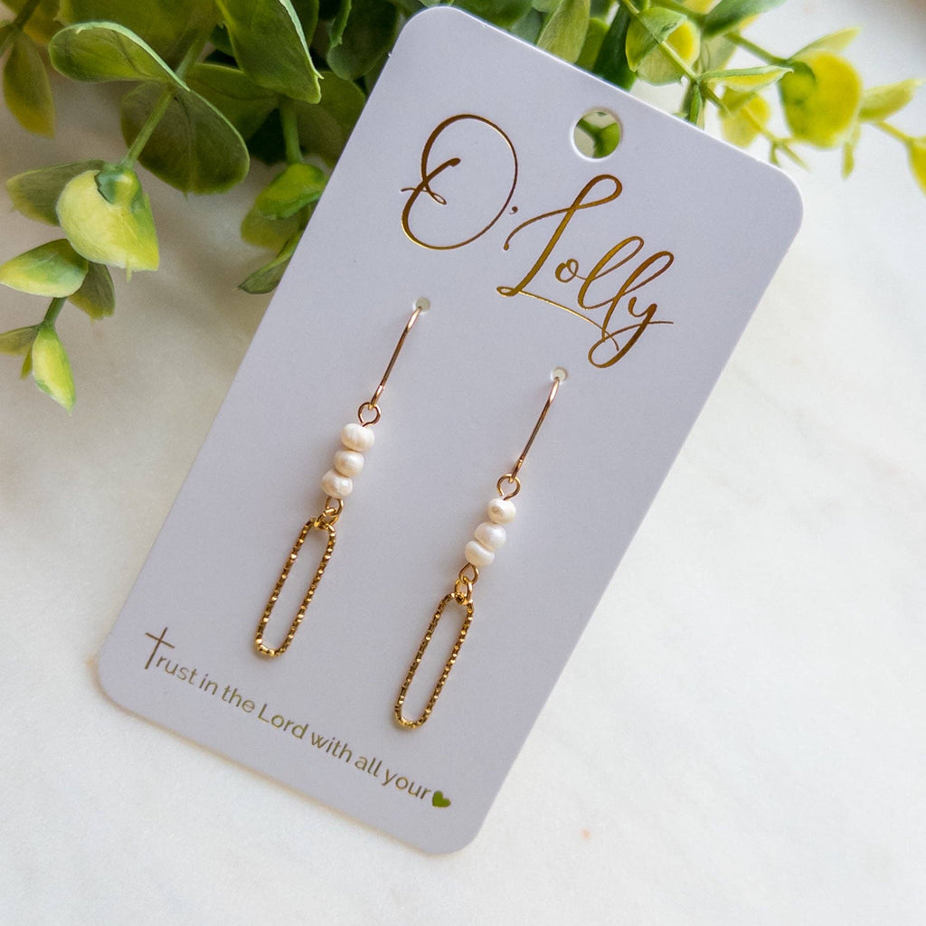 Three Pearl Connector w/Sparkle Gold Dangle Earrings - “Indie”