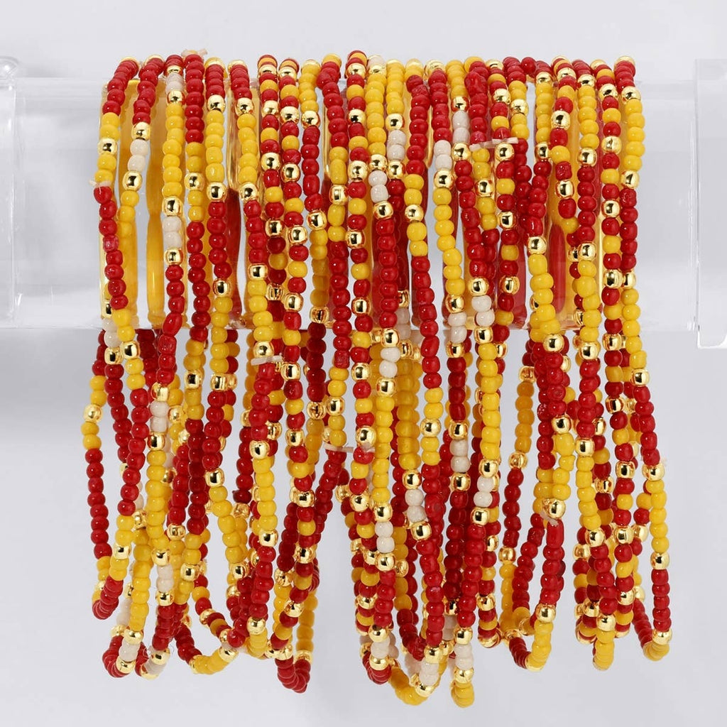 Stretch Seed Bead GAME DAY Bracelets: Navy/Light Blue/White