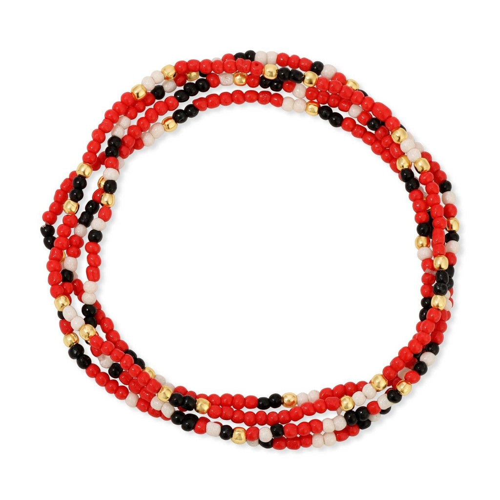 Stretch Seed Bead GAME DAY Bracelets: Navy/Light Blue/White
