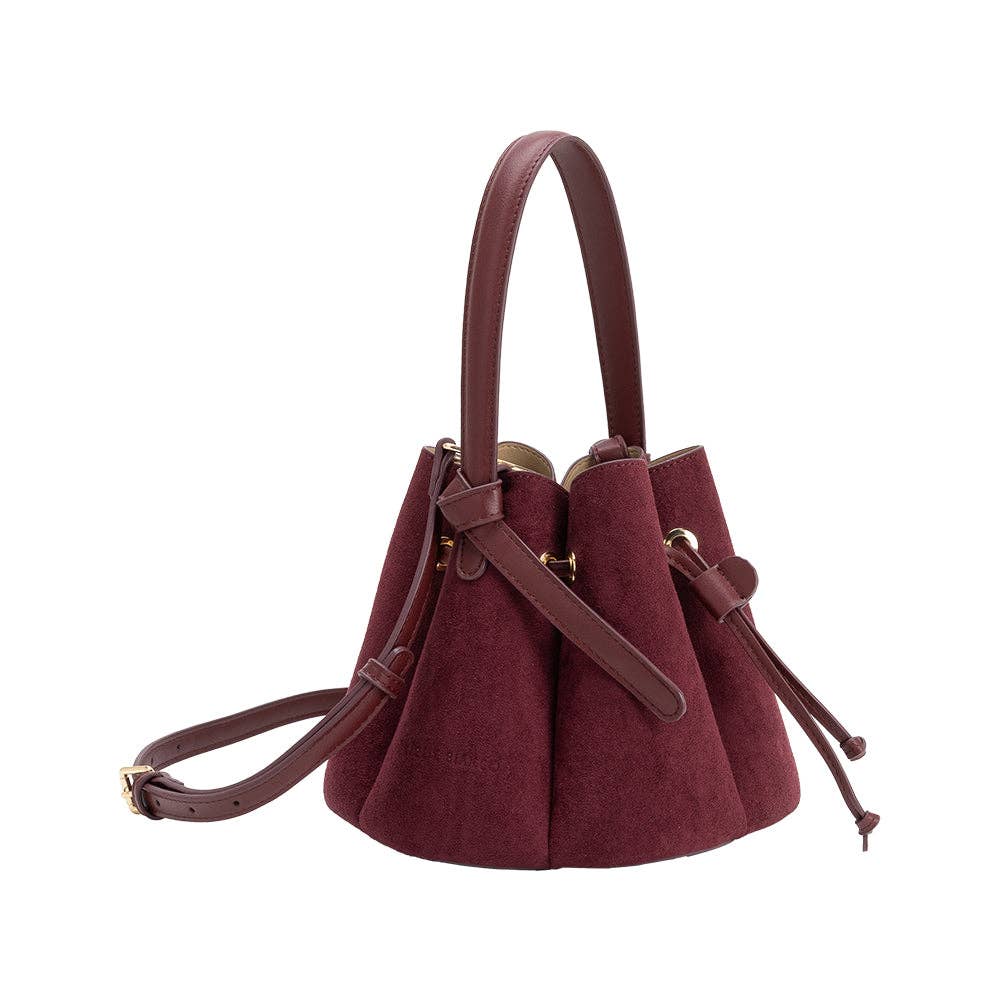 Laguna Mini Recycled Vegan Suede Top Handle Bag- Burgundy