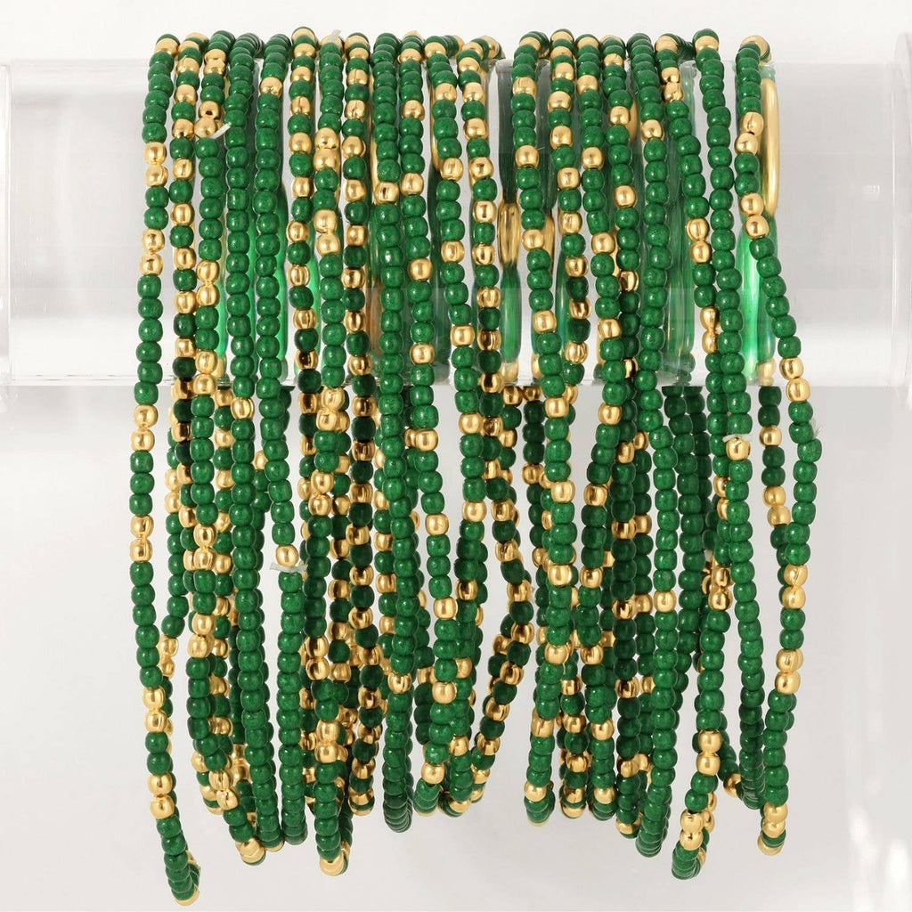 Stretch Seed Bead Solid Game Day Bracelets: Black