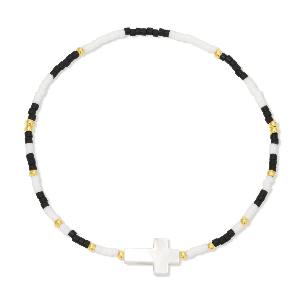 Miyuki Delica Stretch Bracelet w/ Cross Accent