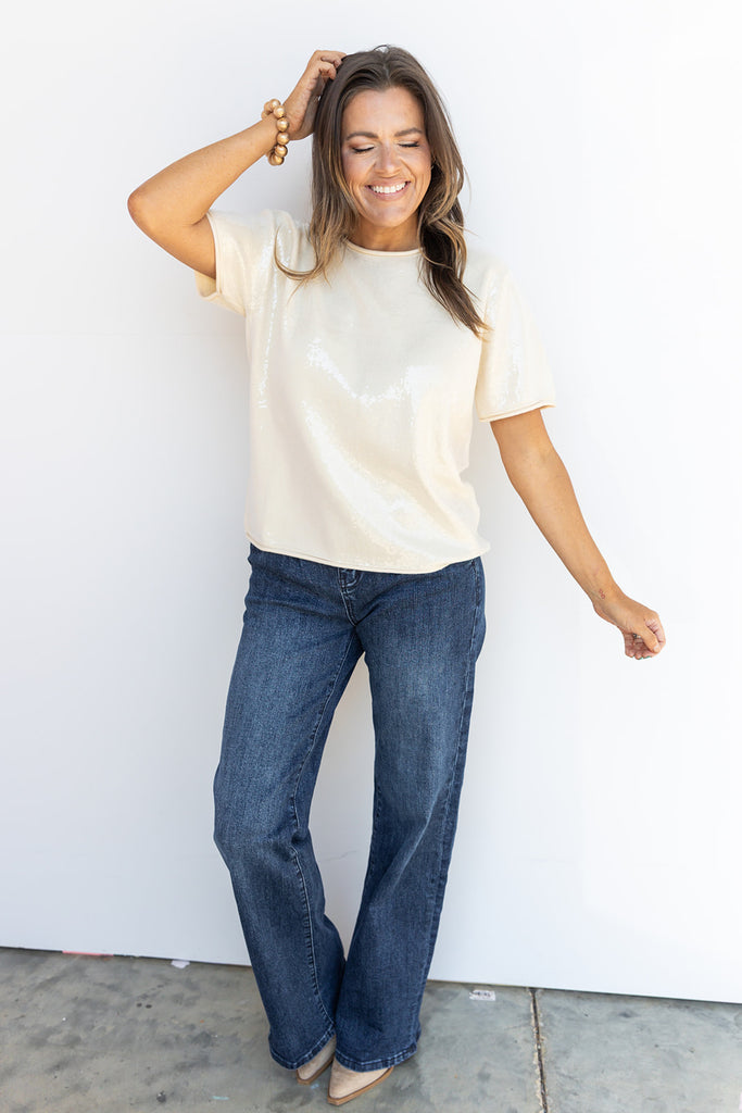 Tiny Shimmers Top- Cream