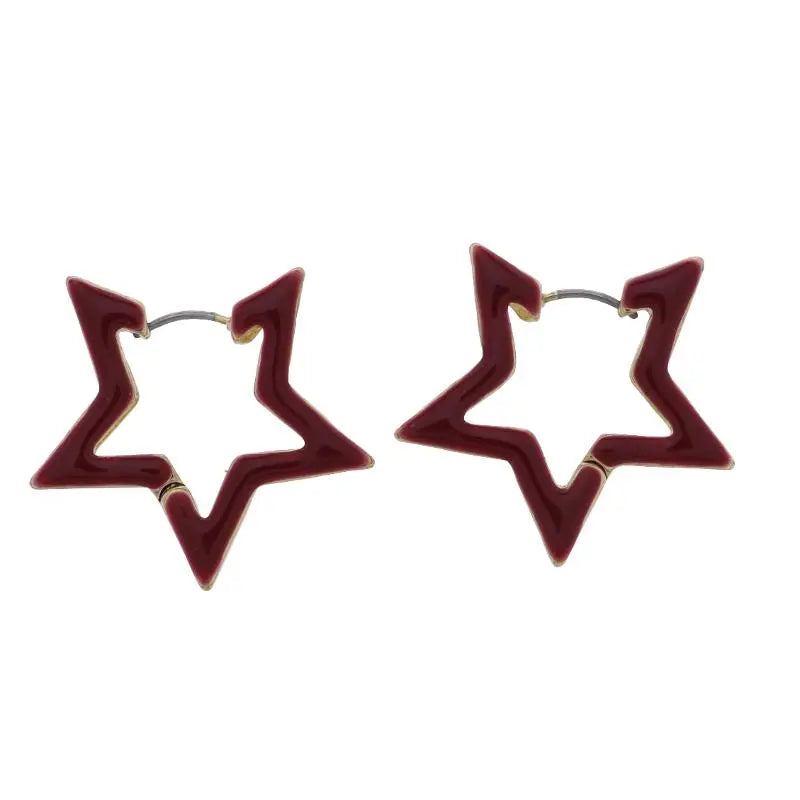 Maroon Star Earrings