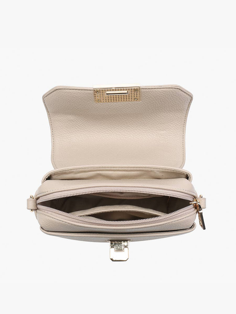 Casablanca Detailed Snap Crossbody: Greige
