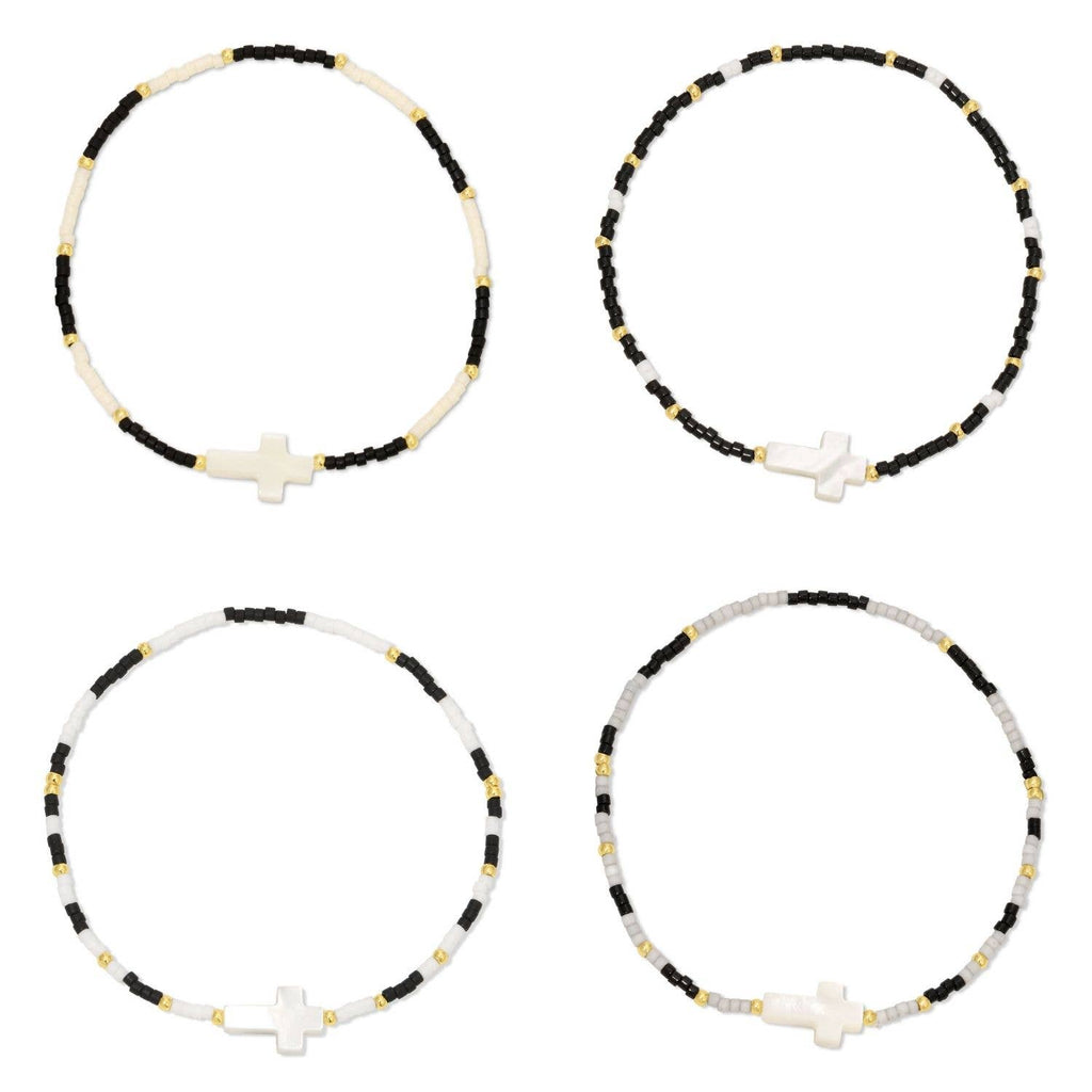 Miyuki Delica Stretch Bracelet w/ Cross Accent