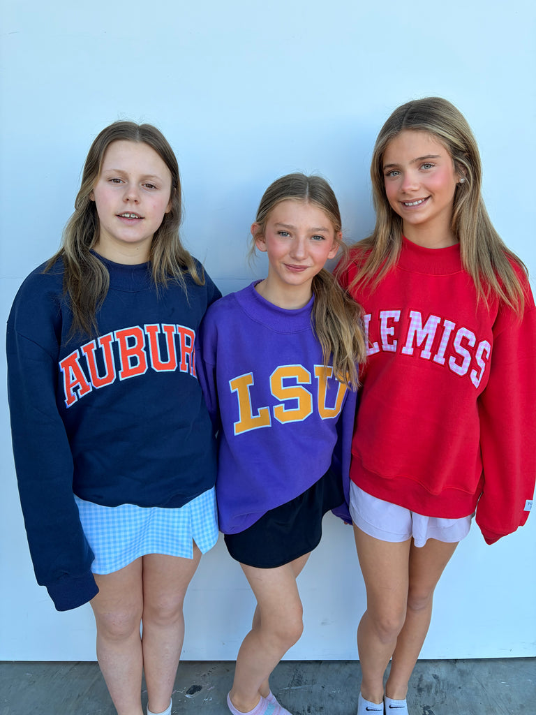 Embroidered Ole Miss Gingham Mock Neck