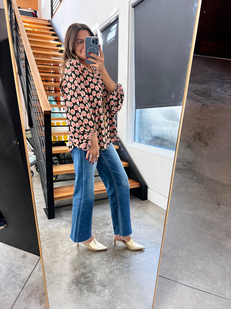 Tummy Control Mid Rise Crop Straight Clean Cut Hem- Risen