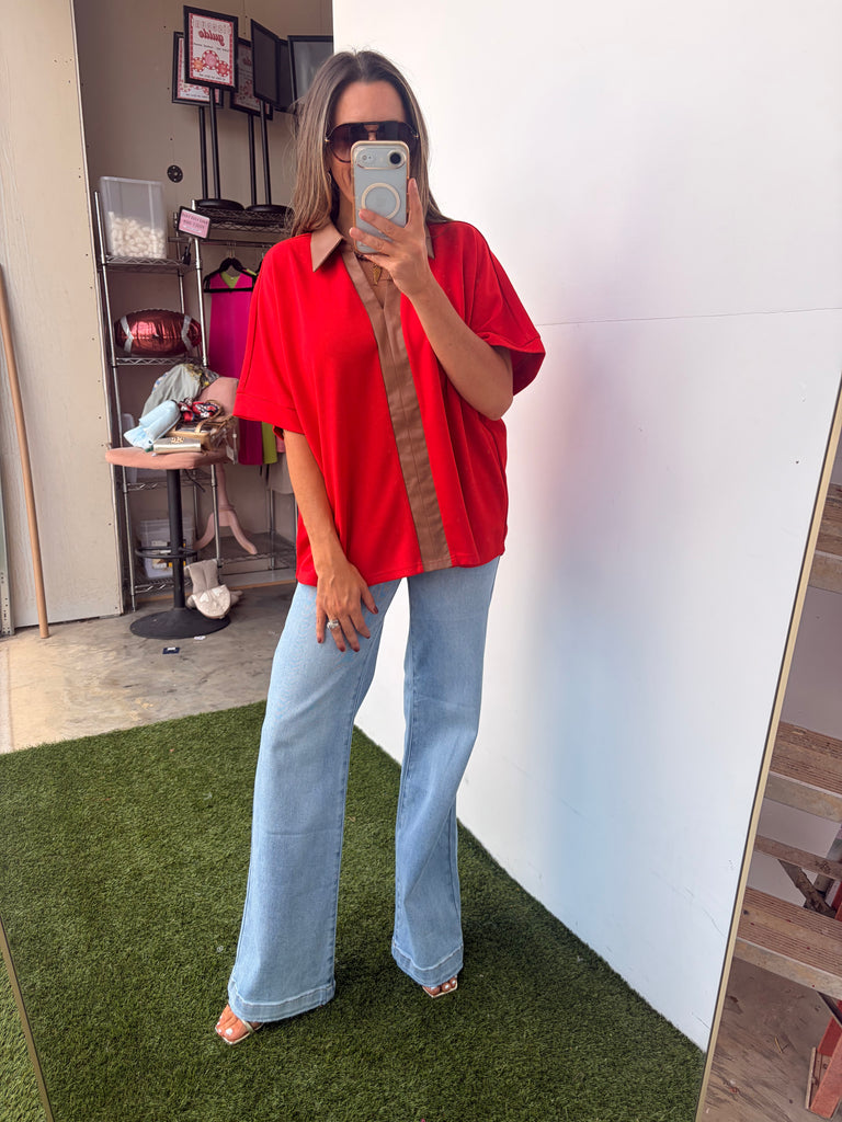 Let's Go To The Grove Blouse - Red