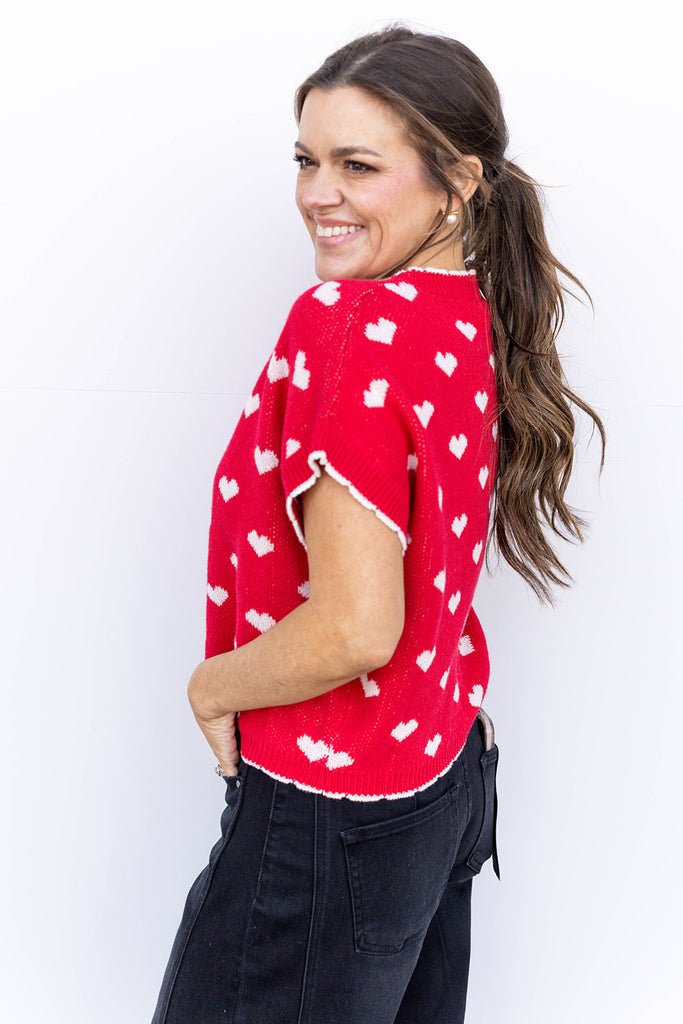 Hugs & Kisses Sweater - Red/Ivory
