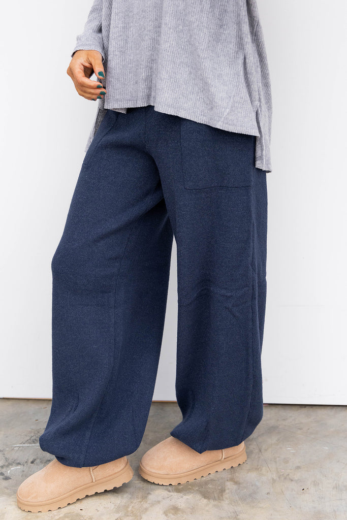 Relax Rib Pants - Navy