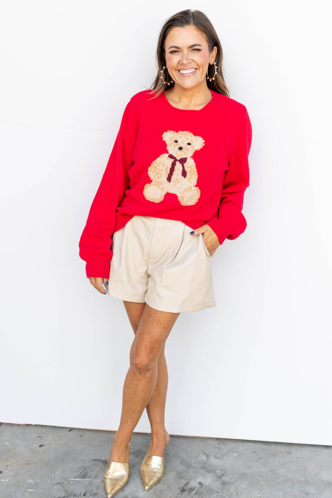 Holiday Bear Sweater- Red